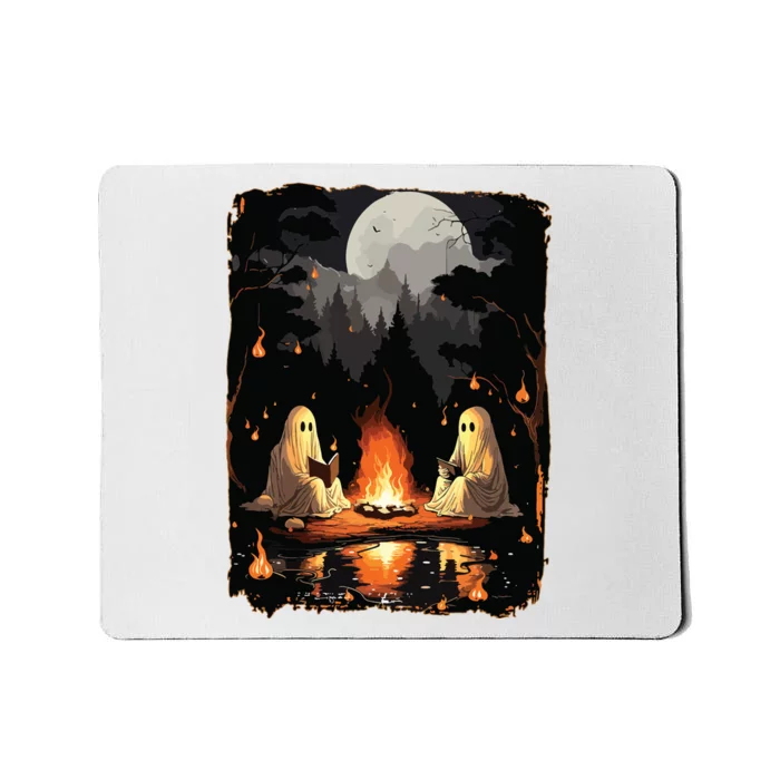 Ghost Book Reading Camping Gothic Halloween Retro Sweatshirt Mousepad