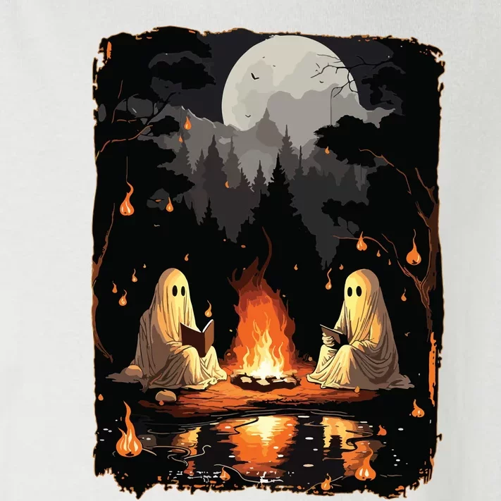 Ghost Book Reading Camping Gothic Halloween Retro Sweatshirt Toddler Long Sleeve Shirt