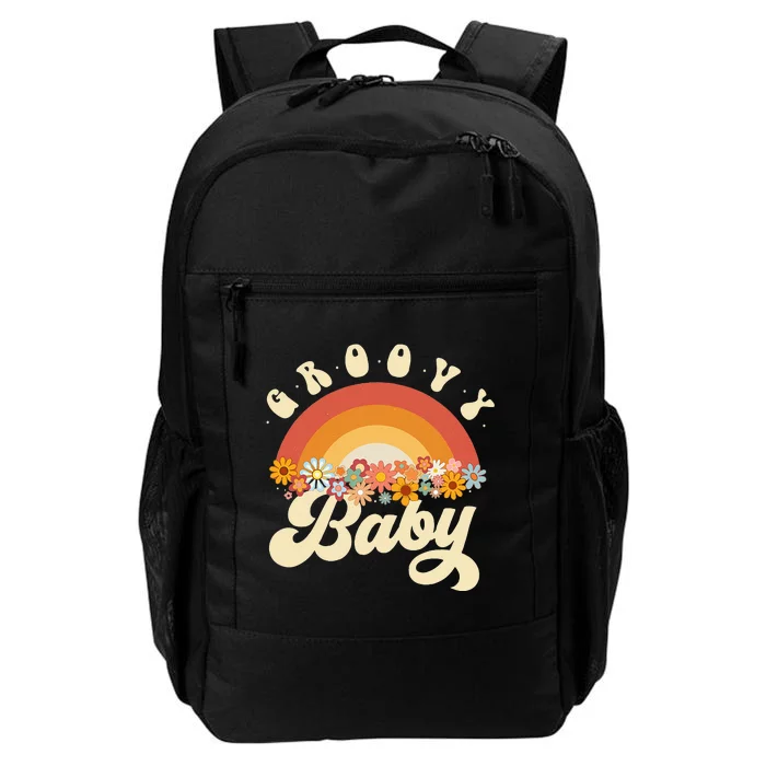 Groovy Baby Retro Rainbow Colorful Flowers Design Daily Commute Backpack