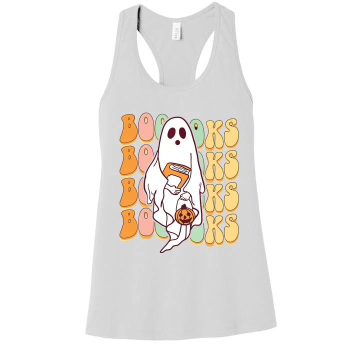 Ghost Book Reading Halloween Costume Teacher Books Lover Women's Racerback Tank