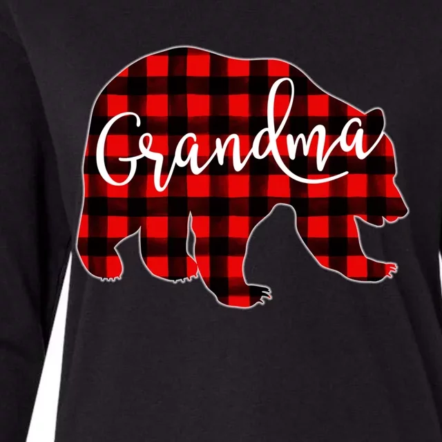 Grandma Bear Red Plaid Matching Family Christmas Eve Buffalo Gift Womens Cotton Relaxed Long Sleeve T-Shirt