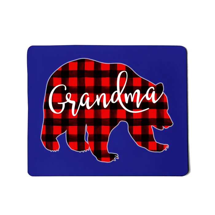 Grandma Bear Red Plaid Matching Family Christmas Eve Buffalo Gift Mousepad