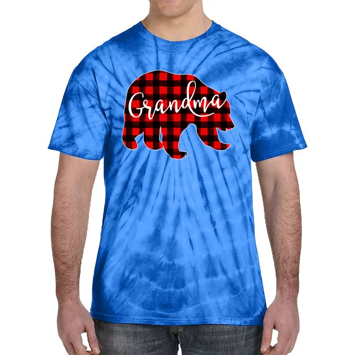 Grandma Bear Red Plaid Matching Family Christmas Eve Buffalo Gift Tie-Dye T-Shirt