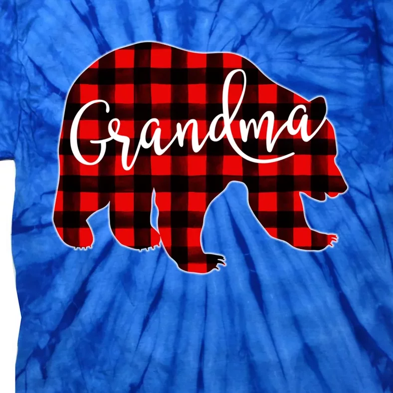 Grandma Bear Red Plaid Matching Family Christmas Eve Buffalo Gift Tie-Dye T-Shirt