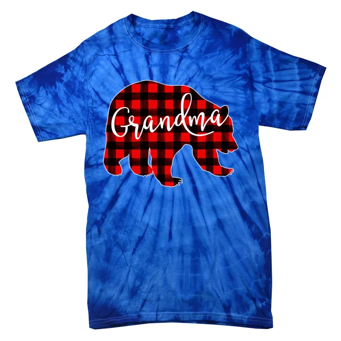 Grandma Bear Red Plaid Matching Family Christmas Eve Buffalo Gift Tie-Dye T-Shirt