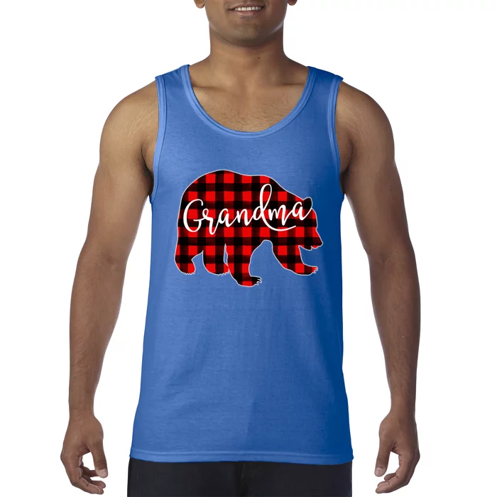 Grandma Bear Red Plaid Matching Family Christmas Eve Buffalo Gift Tank Top