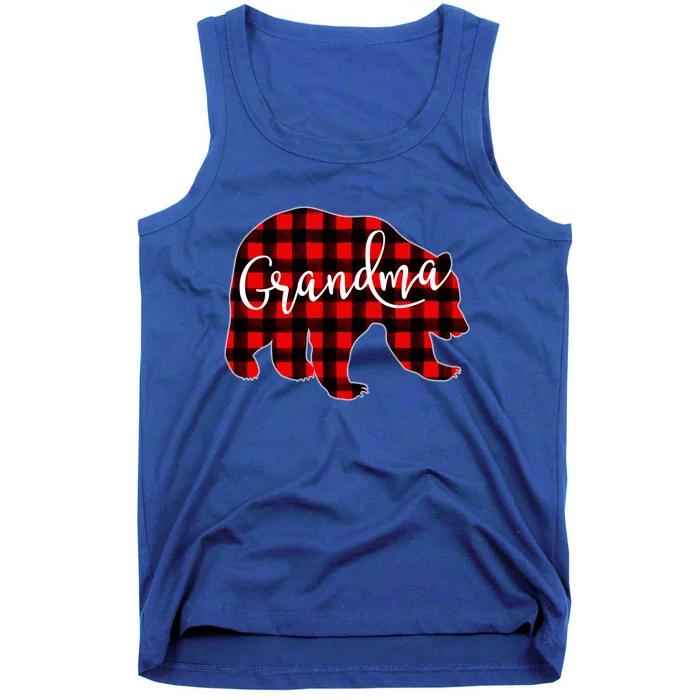 Grandma Bear Red Plaid Matching Family Christmas Eve Buffalo Gift Tank Top