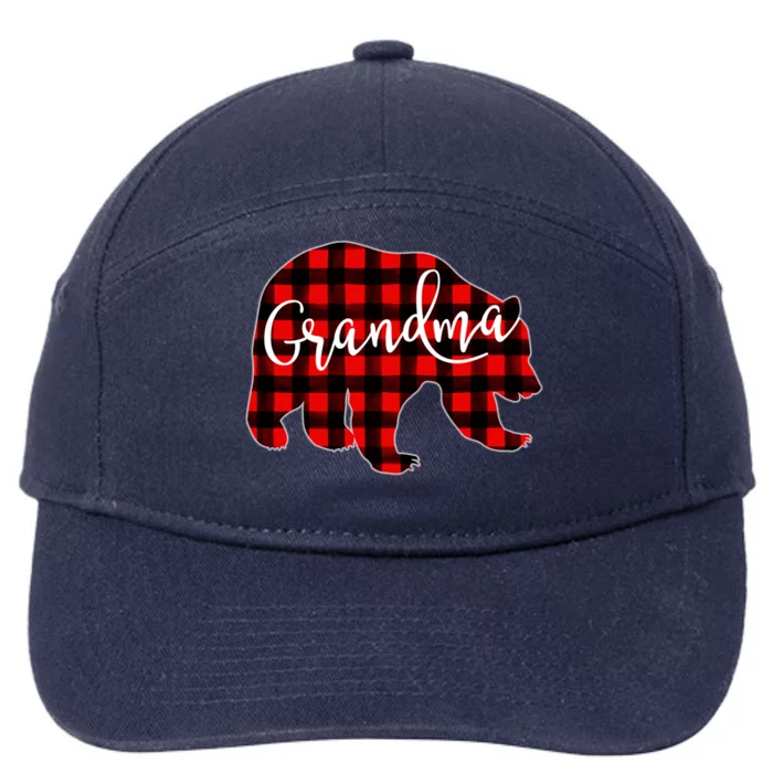 Grandma Bear Red Plaid Matching Family Christmas Eve Buffalo Gift 7-Panel Snapback Hat