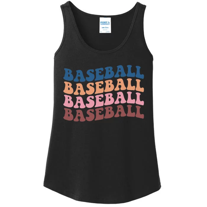 Groovy Baseball Retro Vintage Baseball Vibes Ladies Essential Tank