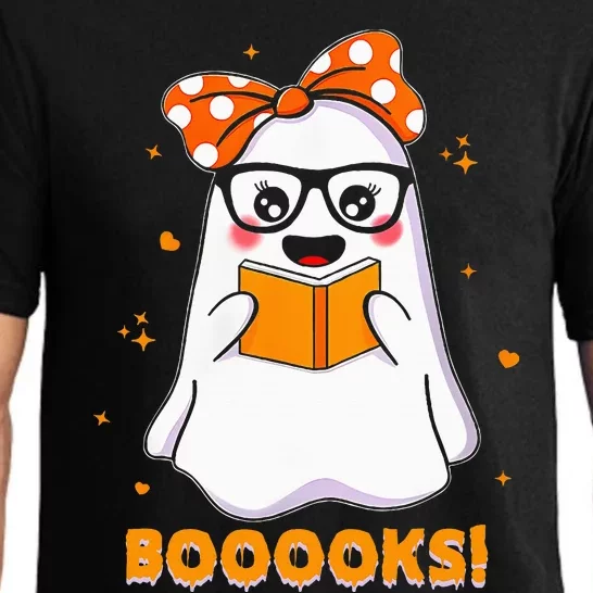 Ghost Book Reading Halloween Costume Teacher Books Lover Pajama Set