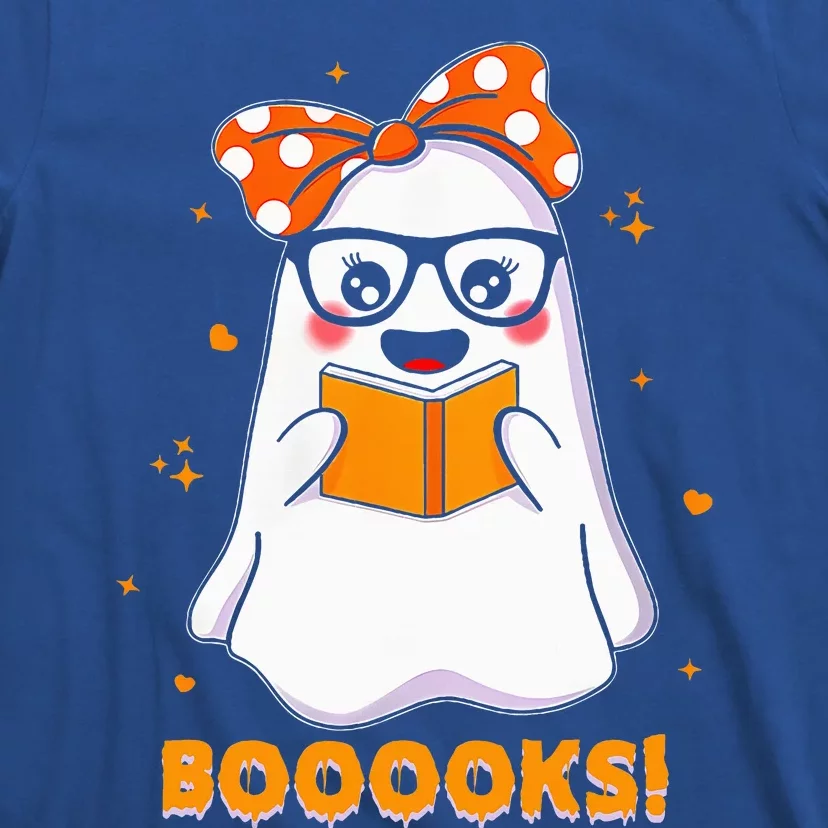 Ghost Book Reading Halloween Costume Teacher Books Lover T-Shirt