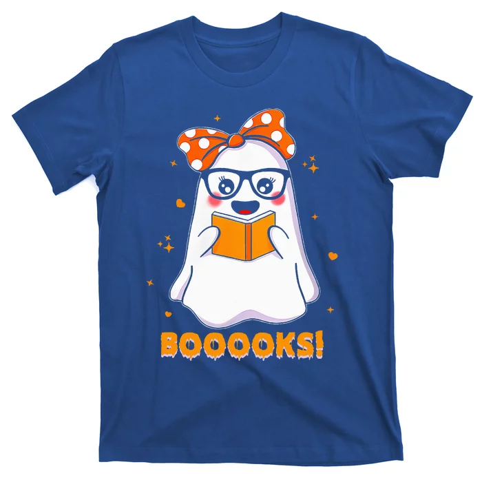 Ghost Book Reading Halloween Costume Teacher Books Lover T-Shirt