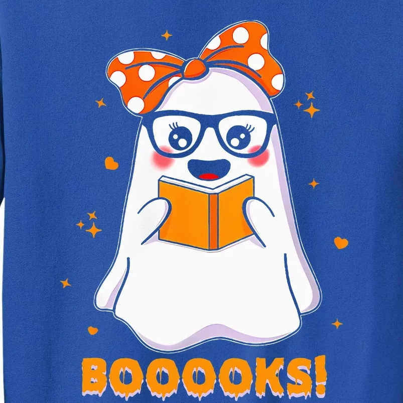 Ghost Book Reading Halloween Costume Teacher Books Lover Tall Sweatshirt