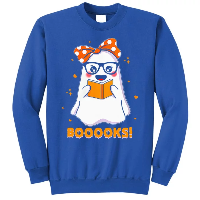 Ghost Book Reading Halloween Costume Teacher Books Lover Tall Sweatshirt