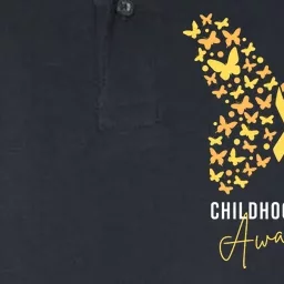 Gold Butterfly Ribbon Childhood Cancer Awareness Softstyle Adult Sport Polo