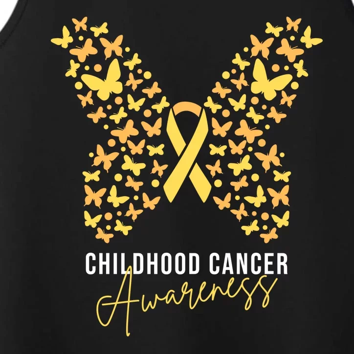 Gold Butterfly Ribbon Childhood Cancer Awareness Performance Tank