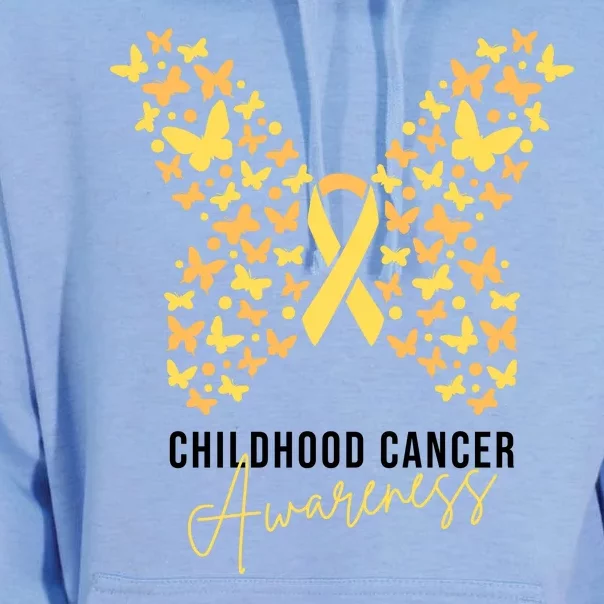 Gold Butterfly Ribbon Childhood Cancer Awareness Unisex Surf Hoodie