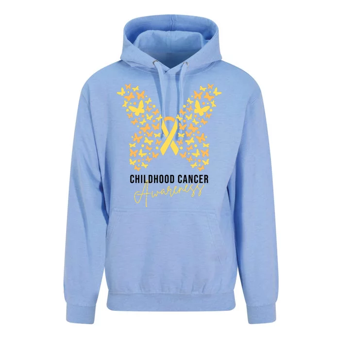 Gold Butterfly Ribbon Childhood Cancer Awareness Unisex Surf Hoodie