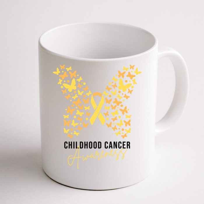 Gold Butterfly Ribbon Childhood Cancer Awareness Front & Back Coffee Mug