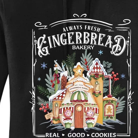 Gingerbread Bakery Retro Christmas Cookie Women's Pullover Hoodie