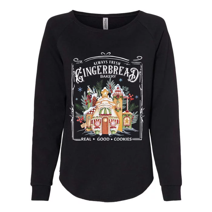 Gingerbread Bakery Retro Christmas Cookie Womens California Wash Sweatshirt