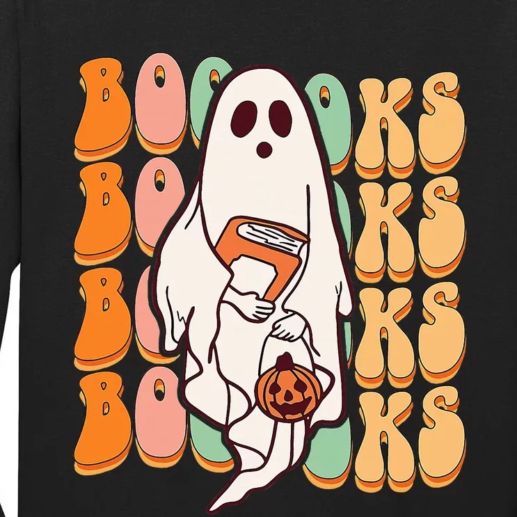 Ghost Book Reading Halloween Costume Teacher Books Lover Tall Long Sleeve T-Shirt