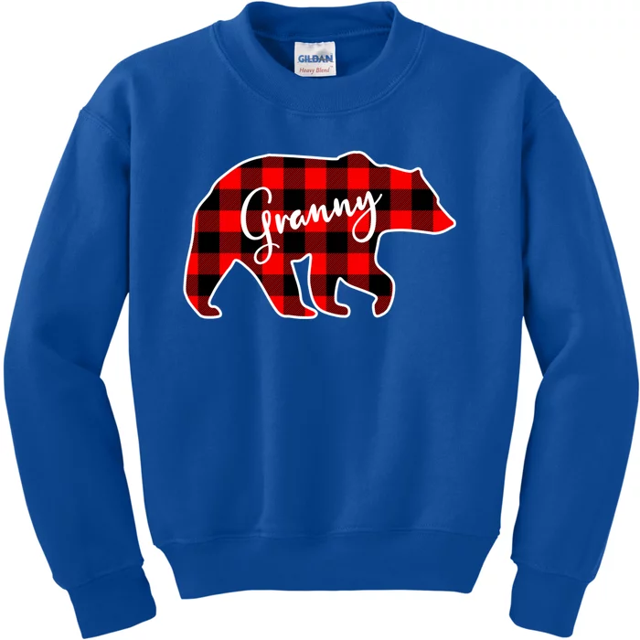 Granny Bear Red Plaid Matching Family Christmas Funny Gift Kids Sweatshirt