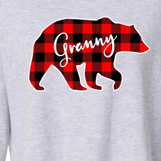 Granny Bear Red Plaid Matching Family Christmas Funny Gift Cropped Pullover Crew