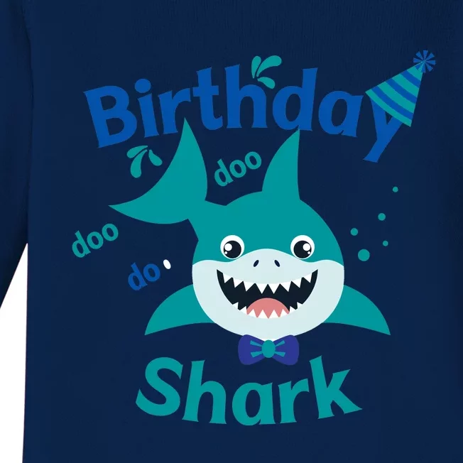 Green Birthday Shark Doo Doo Do Baby Long Sleeve Bodysuit