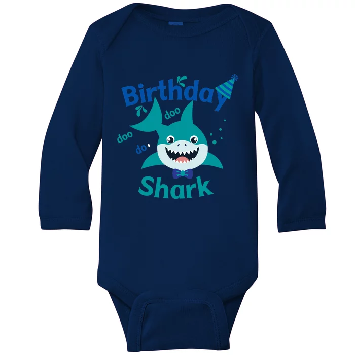 Green Birthday Shark Doo Doo Do Baby Long Sleeve Bodysuit