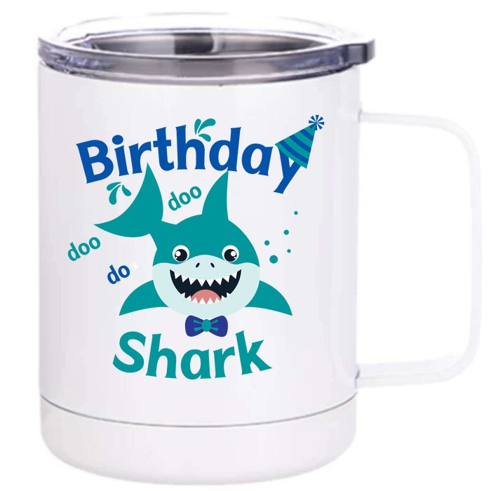 Green Birthday Shark Doo Doo Do Front & Back 12oz Stainless Steel Tumbler Cup