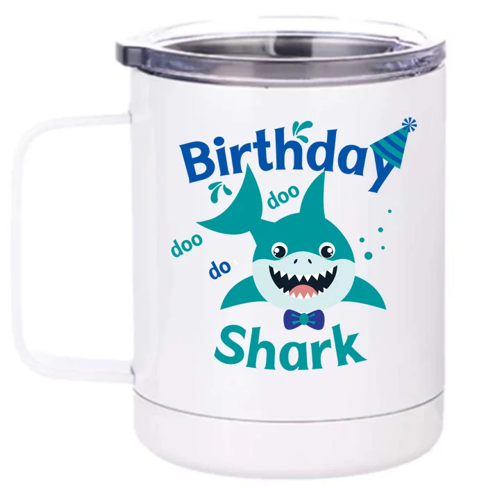 Green Birthday Shark Doo Doo Do Front & Back 12oz Stainless Steel Tumbler Cup