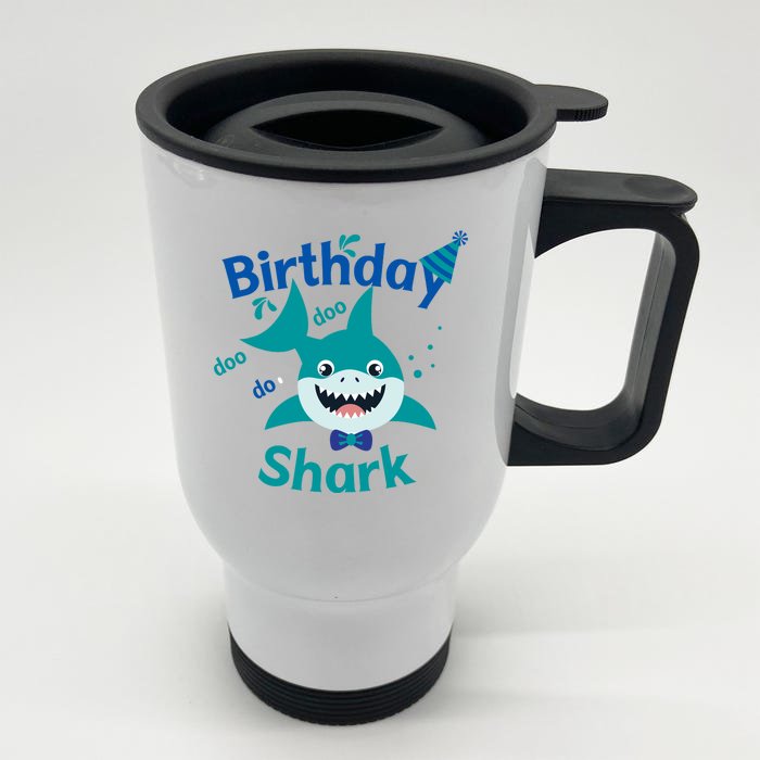 Green Birthday Shark Doo Doo Do Front & Back Stainless Steel Travel Mug