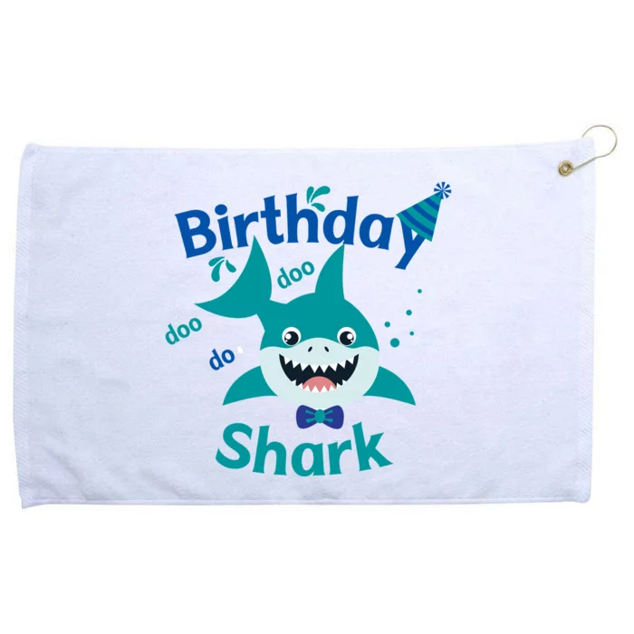 Green Birthday Shark Doo Doo Do Grommeted Golf Towel