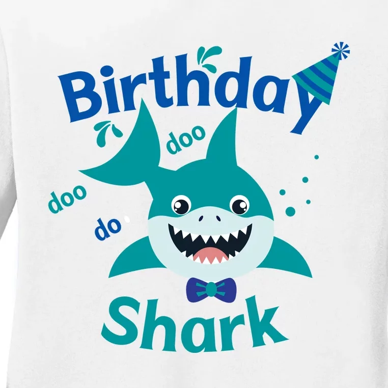 Green Birthday Shark Doo Doo Do Ladies Long Sleeve Shirt