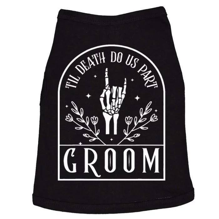 Groom Bride Skeleton Gothic Halloween Engagement Wedding Doggie Tank