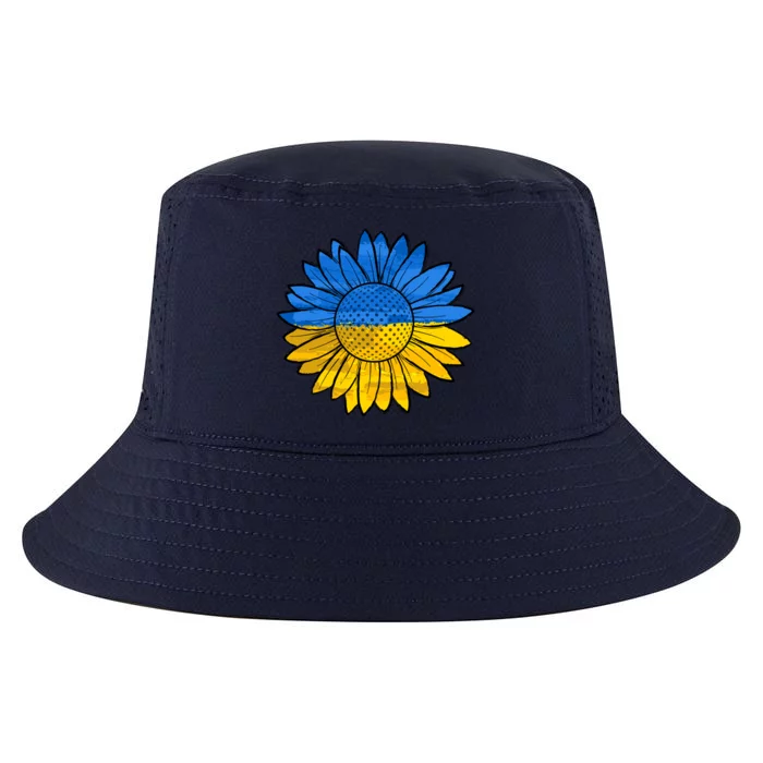 Gold & Blue Sunflower Flag Support Stand With Cool Comfort Performance Bucket Hat