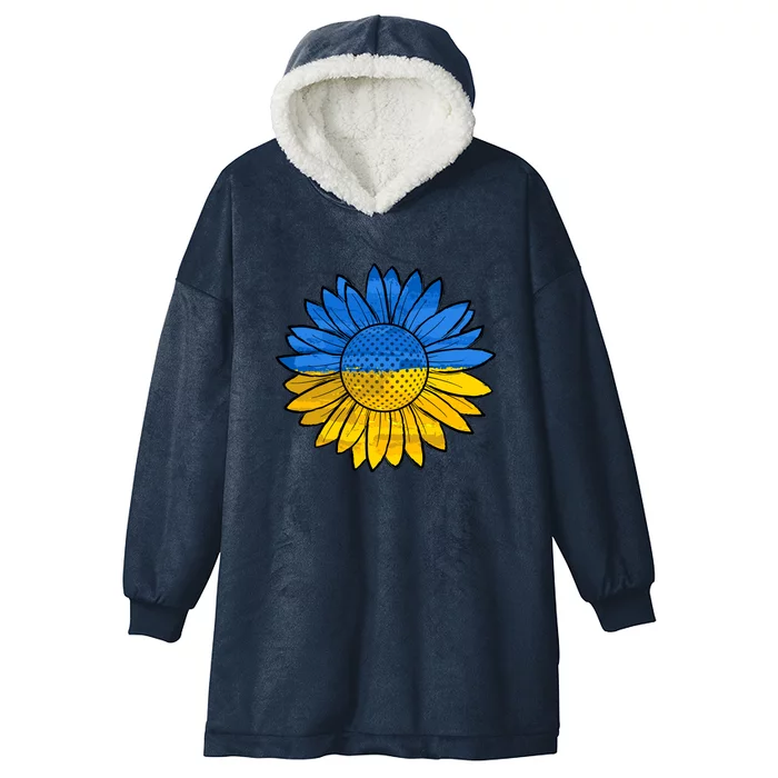 Gold & Blue Sunflower Flag Support Stand With Hooded Wearable Blanket