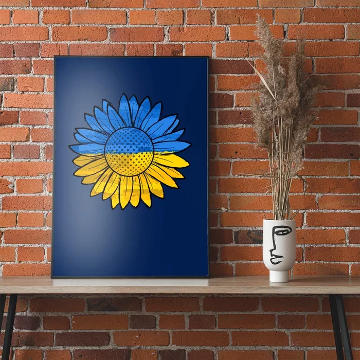 Gold & Blue Sunflower Flag Support Stand With Poster