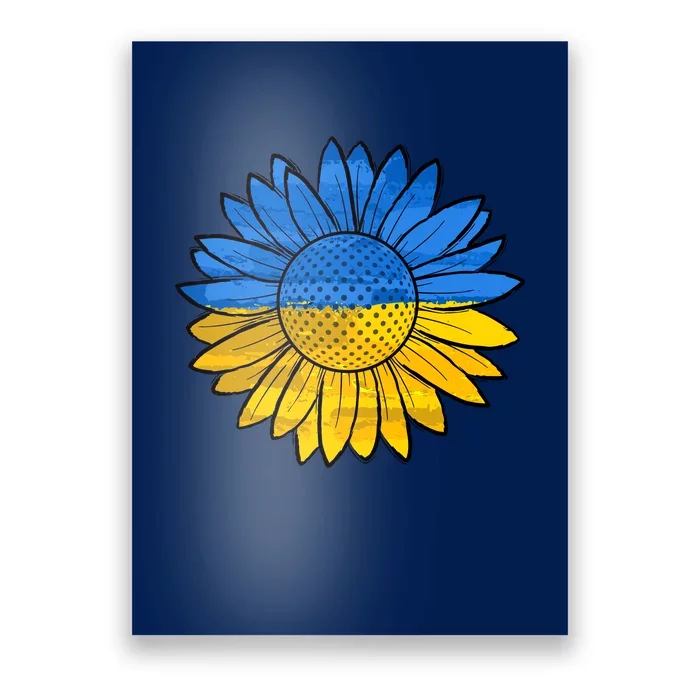 Gold & Blue Sunflower Flag Support Stand With Poster