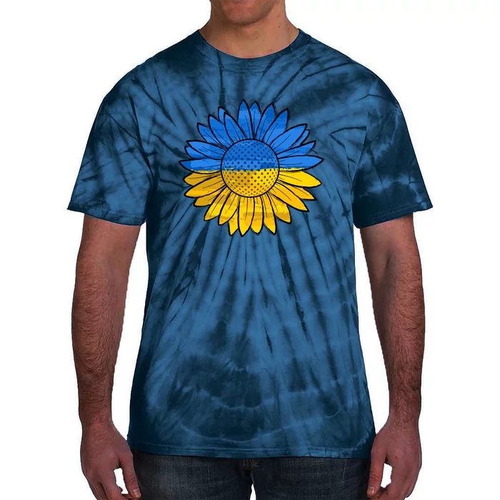 Gold & Blue Sunflower Flag Support Stand With Tie-Dye T-Shirt