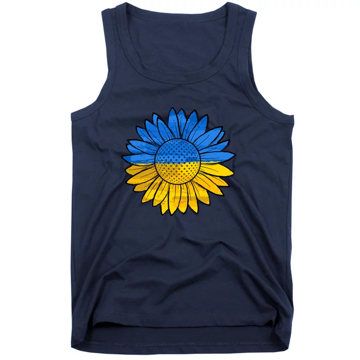 Gold & Blue Sunflower Flag Support Stand With Tank Top