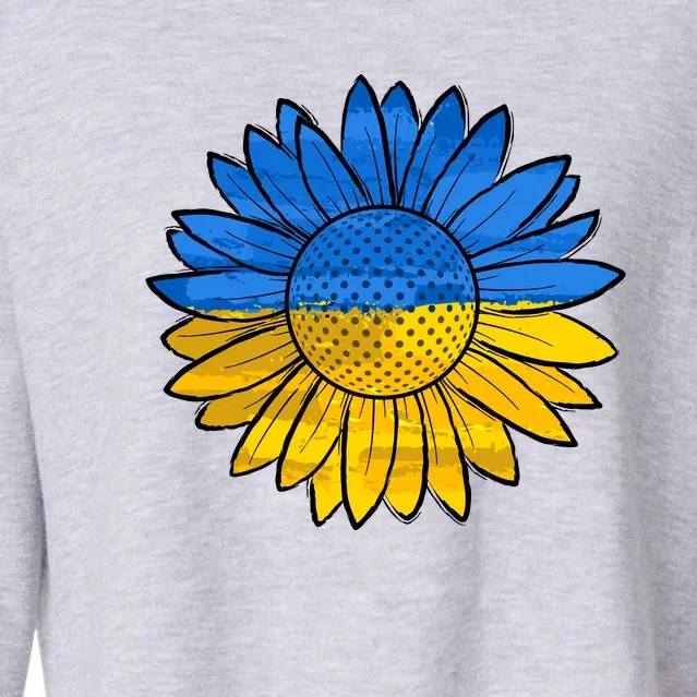 Gold & Blue Sunflower Flag Support Stand With Cropped Pullover Crew