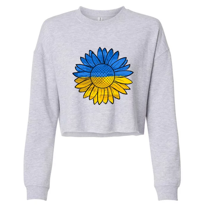 Gold & Blue Sunflower Flag Support Stand With Cropped Pullover Crew