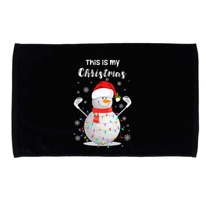 Golf Ball Snowman Santa Hat Christmas Lights Golfer Xmas Sweatshirt Microfiber Hand Towel