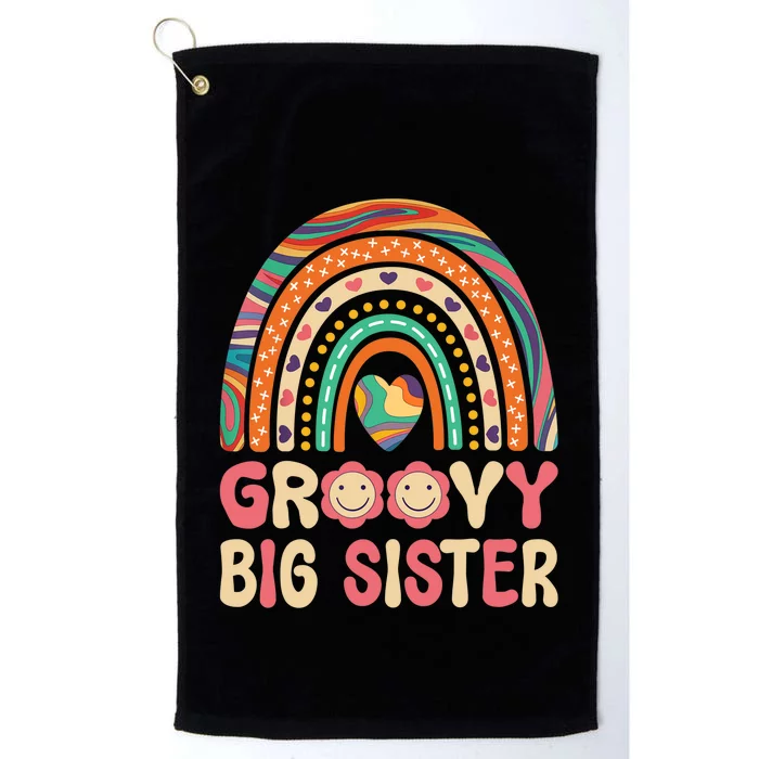 Groovy Big Sis 60s 70s Outfit Rainbow Hippie Cute Big Sister Platinum Collection Golf Towel