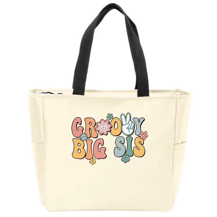 Groovy Big Sis Retro Sister Matching Family Zip Tote Bag