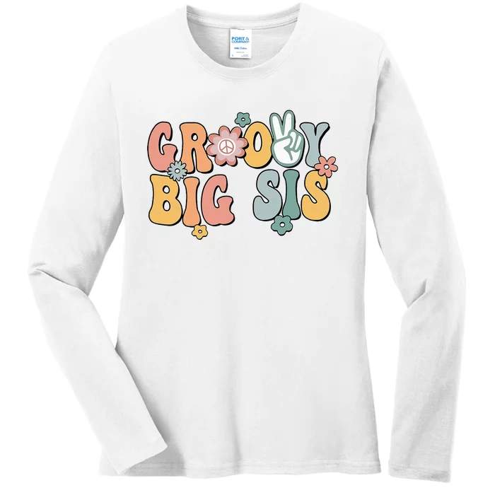 Groovy Big Sis Retro Sister Matching Family Ladies Long Sleeve Shirt