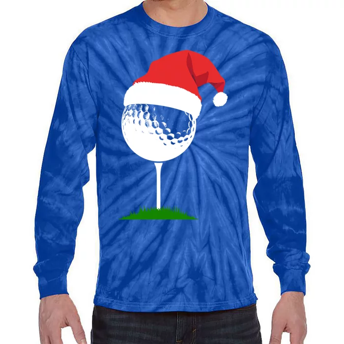 Golf Ball Santa Sat Christmas Funny Golfing Golfer Gift Tie-Dye Long Sleeve Shirt