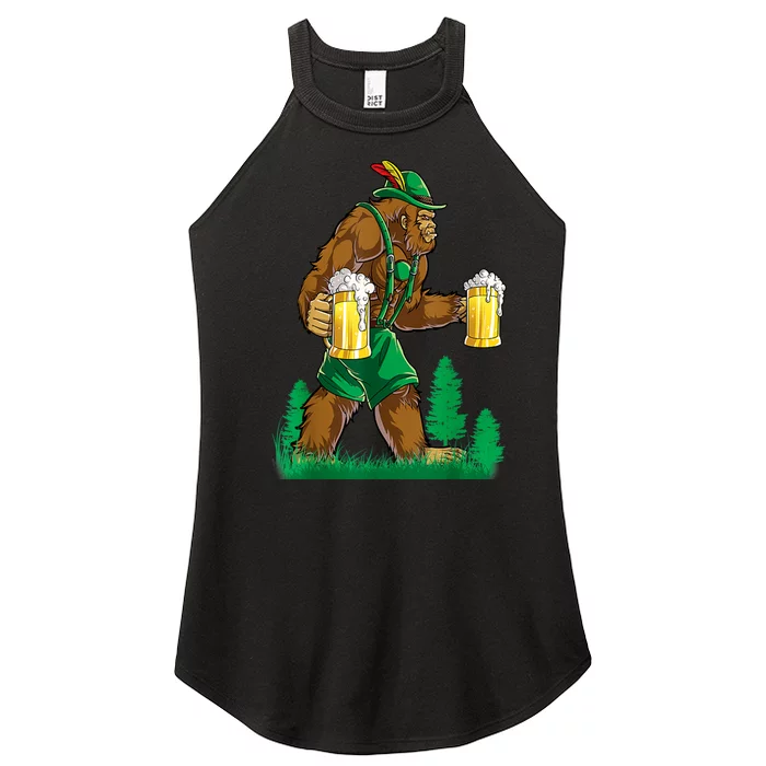 German Bigfoot Sasquatch Lederhose Funny Oktoberfest Costume Women’s Perfect Tri Rocker Tank